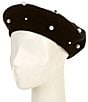 Anna & Ava Allover Pearl Beret Hat, Color:Black/Ivory - Image 1