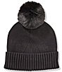 Anna & Ava Basic Knit Beanie with Pom, Color:Black - Image 1