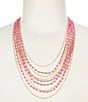 Color:Pink/Gold - Image 1 - Beaded and Chain Multi Layer Short Multi-Strand Necklace