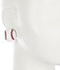 Color:White/Red - Image 2 - Beaded Baseball Stud Earring