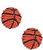 Color:Orange - Image 1 - Beaded Basketball Stud Earring