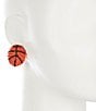 Color:Orange - Image 2 - Beaded Basketball Stud Earring