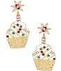 Color:Multi - Image 1 - Beaded Cupcake Drop Statement Earrings