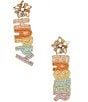Color:Multi - Image 1 - Beaded Happy Easter Drop Statement Earrings