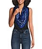 Anna & Ava Black and Blue Fringe Scarf Wrap - Image 1