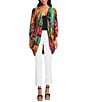 Anna & Ava Bright Multi Palm Print Cocoon Kimono, Color:Multi - Image 3
