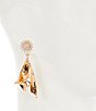 Anna & Ava Burst Post with Wavy Drop Earrings, Color:Gold/Crystal - Image 2