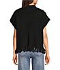 Anna & Ava Cable Knit Side Buttoned Fringe Poncho, Color:Black - Image 2