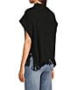 Anna & Ava Cable Knit Side Buttoned Fringe Poncho, Color:Black - Image 4