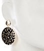 Anna & Ava Cheetah Print Disc Orbital Earrings, Color:Black/Gold - Image 2