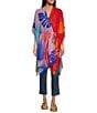 Color:Multi - Image 3 - Colorblock Tropical Print Kimono