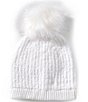 Anna & Ava Cozy Knit Beanie with Pom, Color:White - Image 1