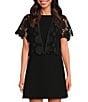 Anna & Ava Cropped Sunflower Lace Topper, Color:Black - Image 1