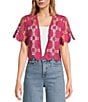 Anna & Ava Cropped Sunflower Lace Topper, Color:Rose Pink - Image 1