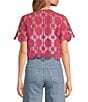 Anna & Ava Cropped Sunflower Lace Topper, Color:Rose Pink - Image 2