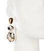 Anna & Ava Drop Earrings with Disc and Semi Precious Stone, Color:Brown/Gold - Image 2