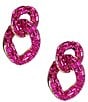 Color:Pink - Image 1 - Embellished Link Statement Drop Earrings