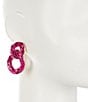 Color:Pink - Image 2 - Embellished Link Statement Drop Earrings