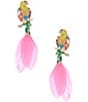 Color:Multi - Image 1 - Parrot Rhinestone Embellished Statement Drop Earrings