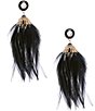 Color:Black - Image 1 - Feather Crystal Statement Drop Earrings