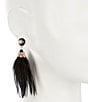 Color:Black - Image 2 - Feather Crystal Statement Drop Earrings