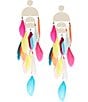 Color:Multi/Gold - Image 1 - Multi Feather Statement Drop Earrings