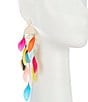 Color:Multi/Gold - Image 2 - Multi Feather Statement Drop Earrings