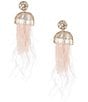Color:Light Pink - Image 1 - Crystal Feather Stone Statement Drop Earrings