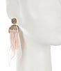 Color:Light Pink - Image 2 - Crystal Feather Stone Statement Drop Earrings