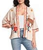 Anna & Ava Floral Leopard Color Block Ruana - Image 1