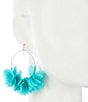 Color:Turquoise - Image 2 - Floral Hoop Earrings