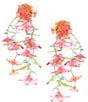 Color:Red Multi - Image 1 - Flower Statement Beaded Drop Earrings