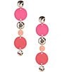 Color:Gold/Pink - Image 1 - Graduating Disc Rubberized Linear Earrings