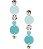 Color:Gold/Turquoise - Image 1 - Graduating Disc Rubberized Linear Earrings