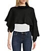 Anna & Ava High-Low Cropped Turtleneck Poncho - Image 1