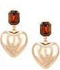 Anna & Ava Inset Stone Post Heart Statement Drop Earrings - Image 1