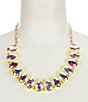Color:Yellow - Image 1 - Iridescent Stone Inset Statement Necklace