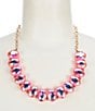 Color:Pink - Image 1 - Iridescent Stone Inset Statement Necklace