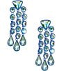 Color:Blue - Image 1 - Iridescent Stones Chandelier Statement Earrings