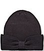 Anna & Ava Knit Beanie with Bow, Color:Black - Image 1