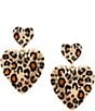 Anna & Ava Leopard Double Heart Drop Earrings - Image 1