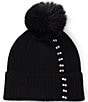 Anna & Ava Linear Rhinestone Faux Fur Pom Beanie - Image 1