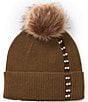 Anna & Ava Linear Rhinestone Faux Fur Pom Beanie - Image 2