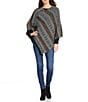 Anna & Ava Multi Angle Cut Poncho, Color:Black Multi - Image 3