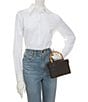 Anna & Ava Odette Straw Bamboo Top Handle Train Case Bag - Image 4