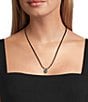 Anna & Ava Oval CZ Drop Cord Long Pendant Necklace - Image 2