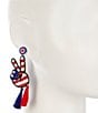 Color:Multi - Image 2 - Patriotic Flag Peace Sign Beaded Statement Drop Earrings
