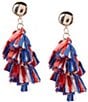 Color:Multi - Image 1 - Patriotic Raffia Fringe Drop Statement Earrings