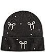 Anna & Ava Pearl Bow Knit Beanie, Color:Black - Image 1