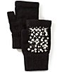 Anna & Ava Pearl Fingerless Gloves, Color:Black - Image 1